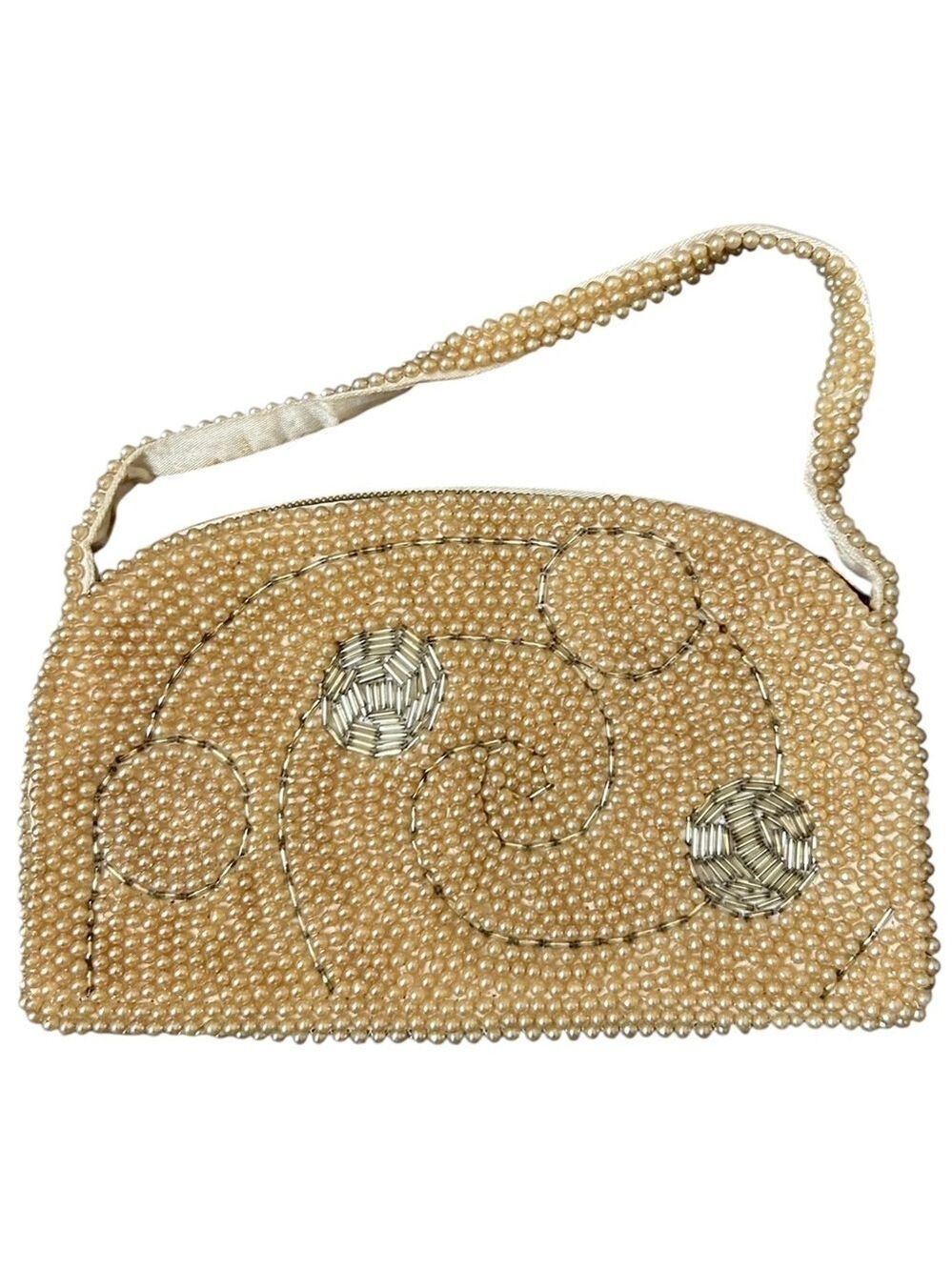 Vintage Japanese Made Ivory Beaded Art Deco Purse/Evening Bag/Clutch